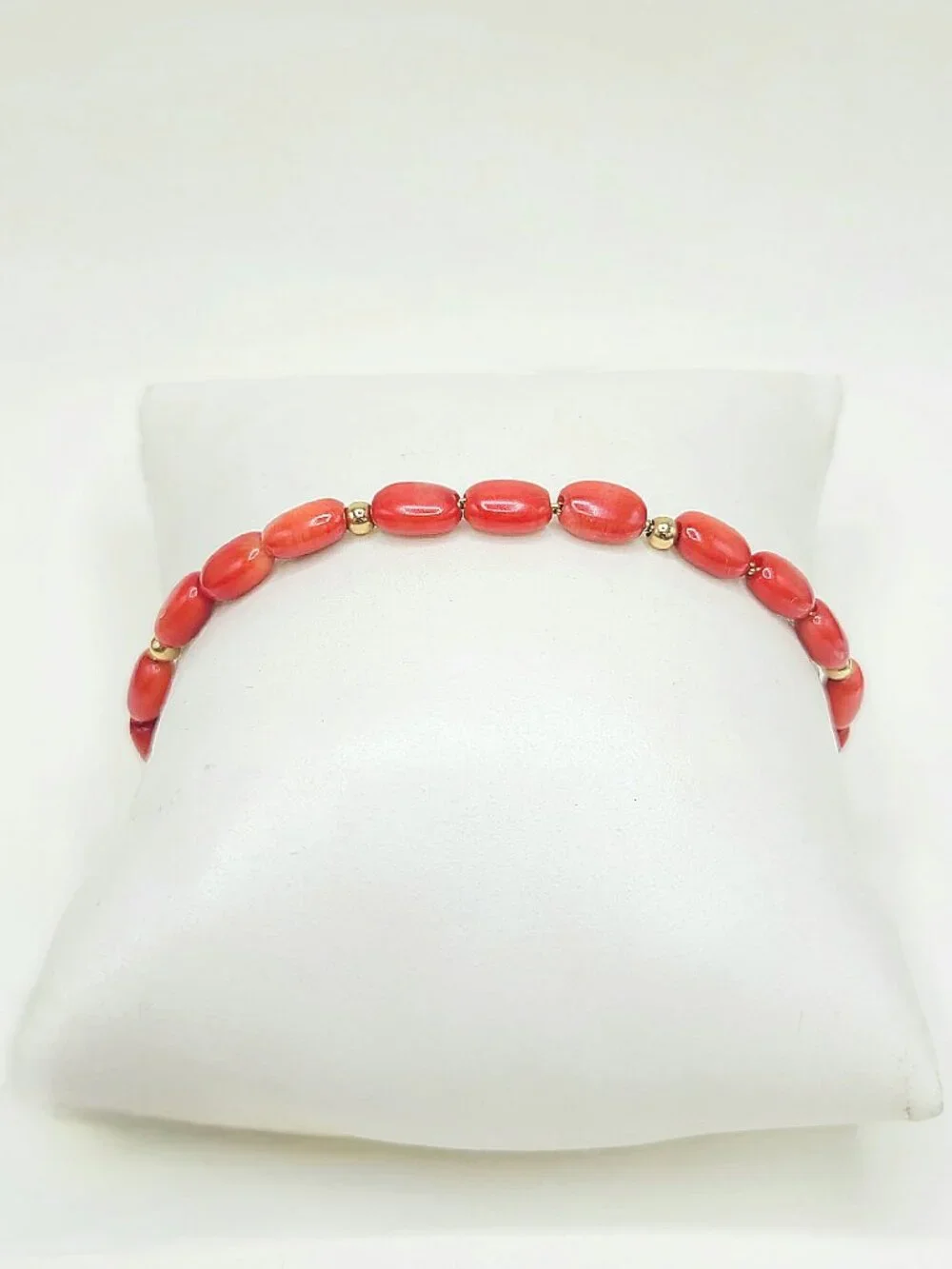 David Yurman Bijoux Pebble Bead Bracelet in Yellow Gold w/ Red Sea Bamboo Coral